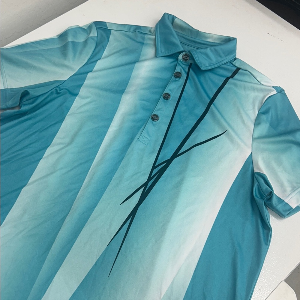 Men's Blue Graphic Polo Golf Shirt SZ Medium